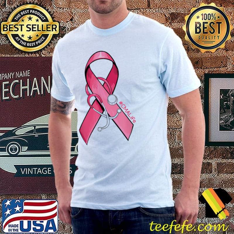 Pink ribbon stethoscope cma life breast cancer support classic shirt