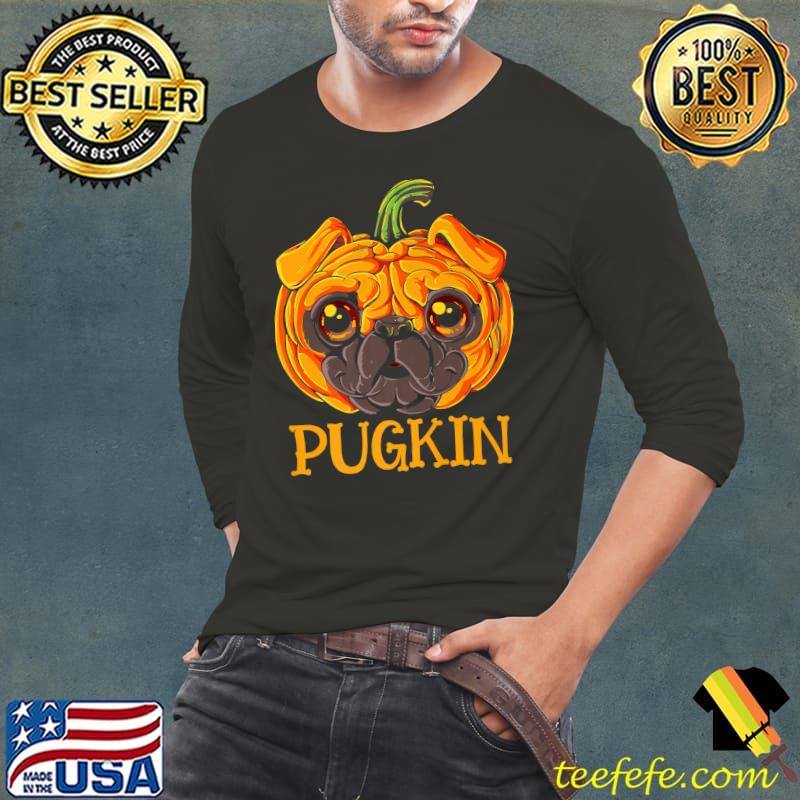 Pug Dog Pugkin Pumpkin Happy Halloween T-Shirt Long Sleeve Tee Pug Dog Pugkin Pumpkin Happy Halloween T-Shirt Long Sleeve Tee
