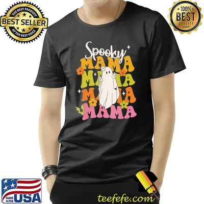 Retro groovy spooky mama hippie floral spooky ghost halloween trending shirt