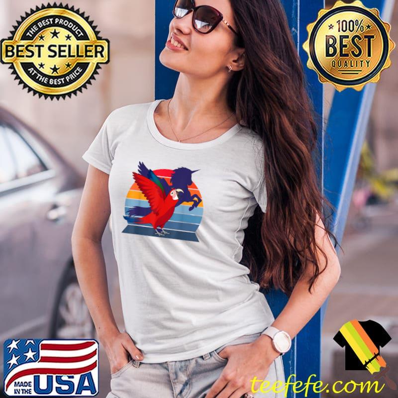 Retro Parrot I Winged Unicorn I Green-winged Macaw T-Shirt Ladies Tee Retro Parrot I Winged Unicorn I Green-winged Macaw T-Shirt Ladies Tee
