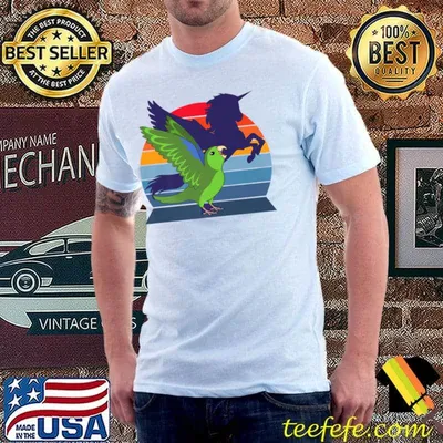 Retro Parrot I Winged Unicorn I Screaming Green Parrotlet T-Shirt