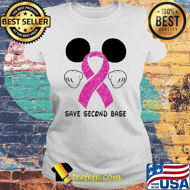 Save Second Base Mickey Ribon Shirt Laides tee Save Second Base Mickey Ribon Shirt Laides tee