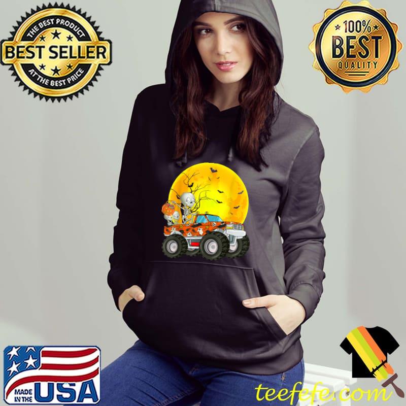 Skeleton Monster Truck Bats Moon Candy Halloween T-Shirt Hoodie Skeleton Monster Truck Bats Moon Candy Halloween T-Shirt Hoodie