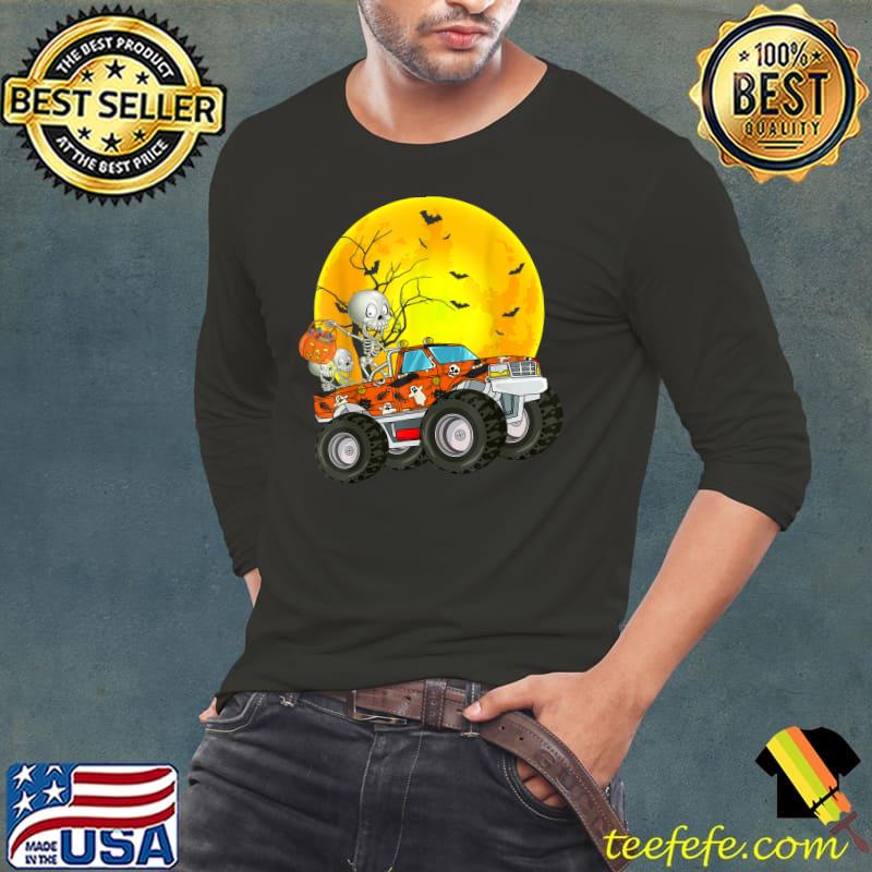 Skeleton Monster Truck Bats Moon Candy Halloween T-Shirt Long Sleeve Tee Skeleton Monster Truck Bats Moon Candy Halloween T-Shirt Long Sleeve Tee