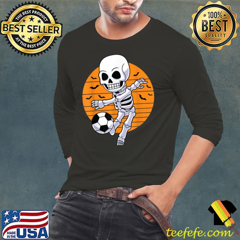 Skeleton Soccer Player Bats Blood Moon Halloween Costume T-Shirt Long Sleeve Tee Skeleton Soccer Player Bats Blood Moon Halloween Costume T-Shirt Long Sleeve Tee