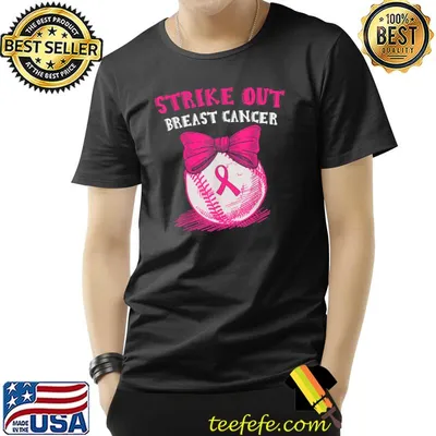 Strike Out Breast Cancer Awareness Baseball Fighters Ribbon Pink T-Shirt