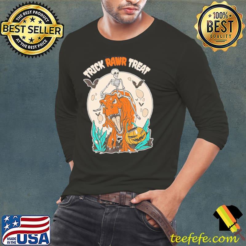 T rex dinosaur and skeleton trick rawr treat halloween classic s Long Sleeve Tee T rex dinosaur and skeleton trick rawr treat halloween classic s Long Sleeve Tee