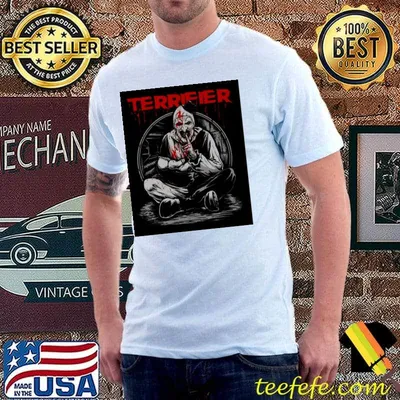 Terrifier movie horror art the clown slasher halloween graphic for halloween terrifier 2 shirt