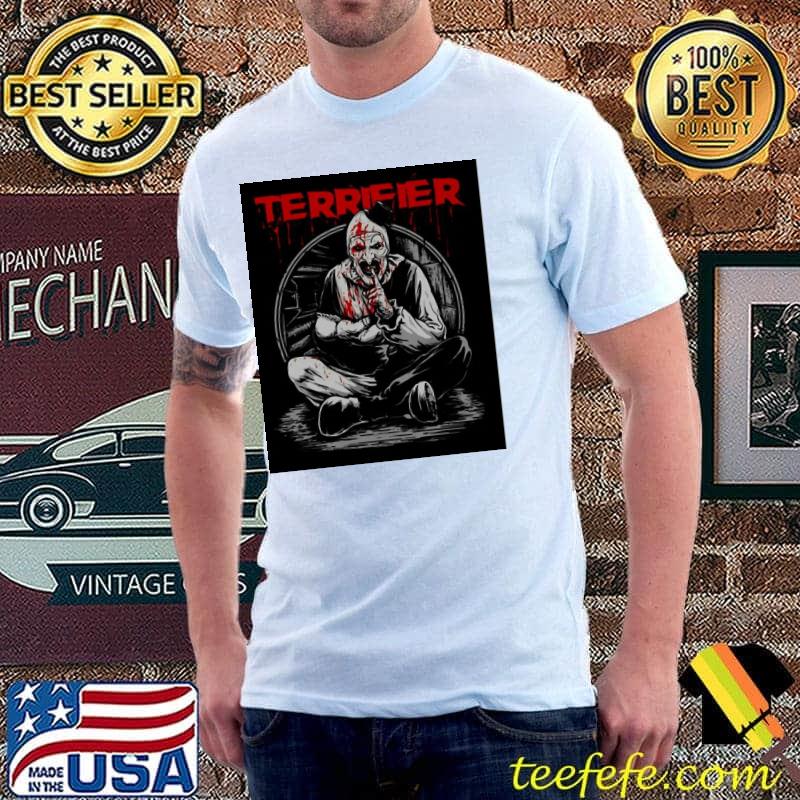 Terrifier movie horror art the clown slasher halloween graphic for halloween terrifier 2 shirt
