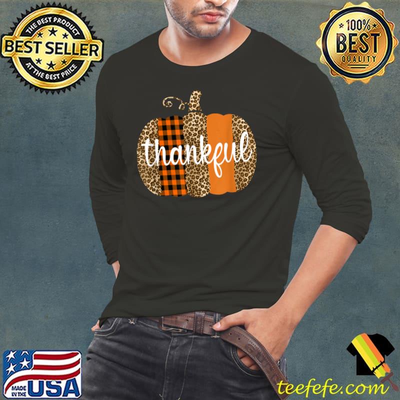 Thankful Pumpkin Leopard Halloween T-Shirt Long Sleeve Tee Thankful Pumpkin Leopard Halloween T-Shirt Long Sleeve Tee