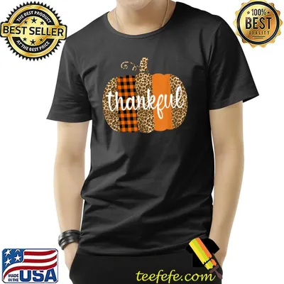 Thankful Pumpkin Leopard Halloween T-Shirt