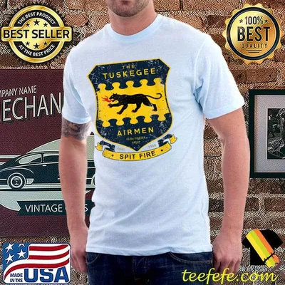 The Tuskegee Airmen Spit Fire 332nd Fighter Group Red Tails P51 Mustang Patch T-Shirt