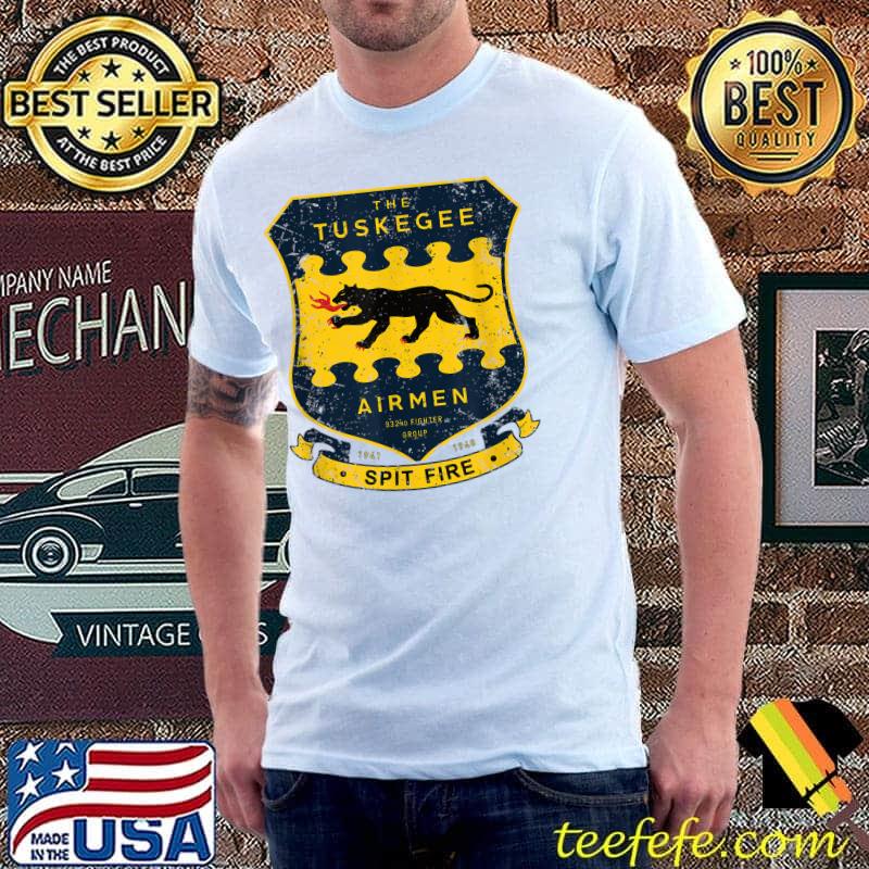 The Tuskegee Airmen Spit Fire 332nd Fighter Group Red Tails P51 Mustang Patch T-Shirt