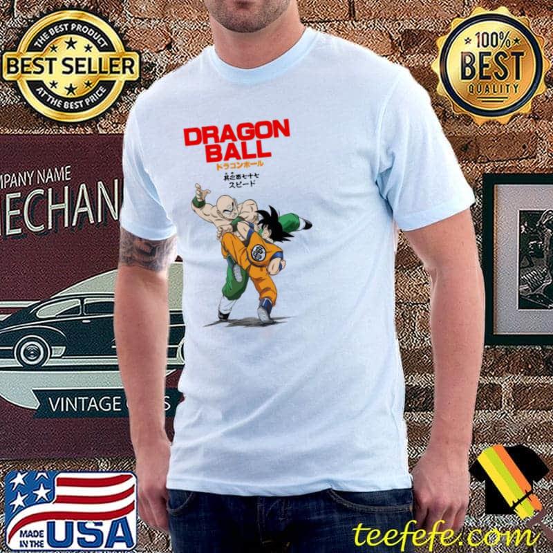 Tien shinhan vs son goku dragon ball manga cover art classic shirt