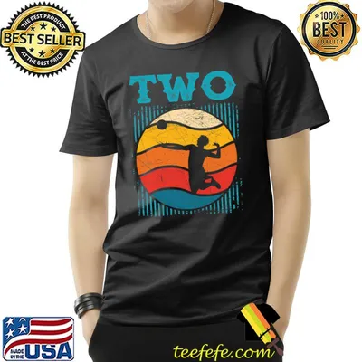 Two 2nd Birthday Retro Sunset Volleyball 2 Years Old T-Shirt