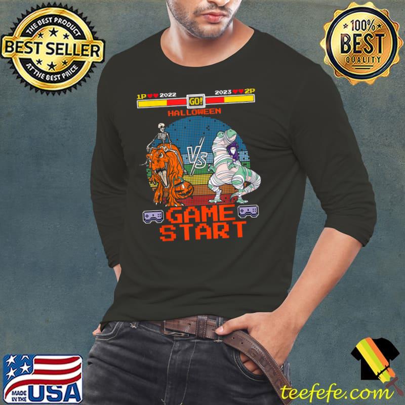 Video Game Halloween T-Rex Skeleton Mummy Halloween Gamer T-Shirt Long Sleeve Tee Video Game Halloween T-Rex Skeleton Mummy Halloween Gamer T-Shirt Long Sleeve Tee