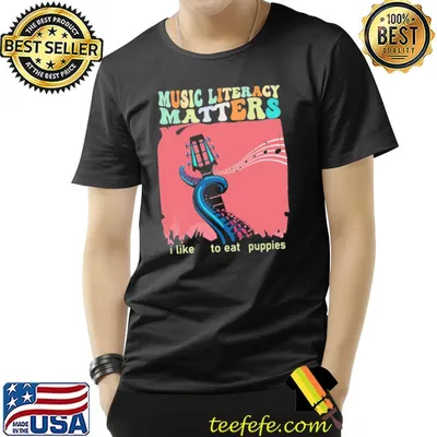Vintage music literacy matters I like to eat puppies scary teachers classic shirt