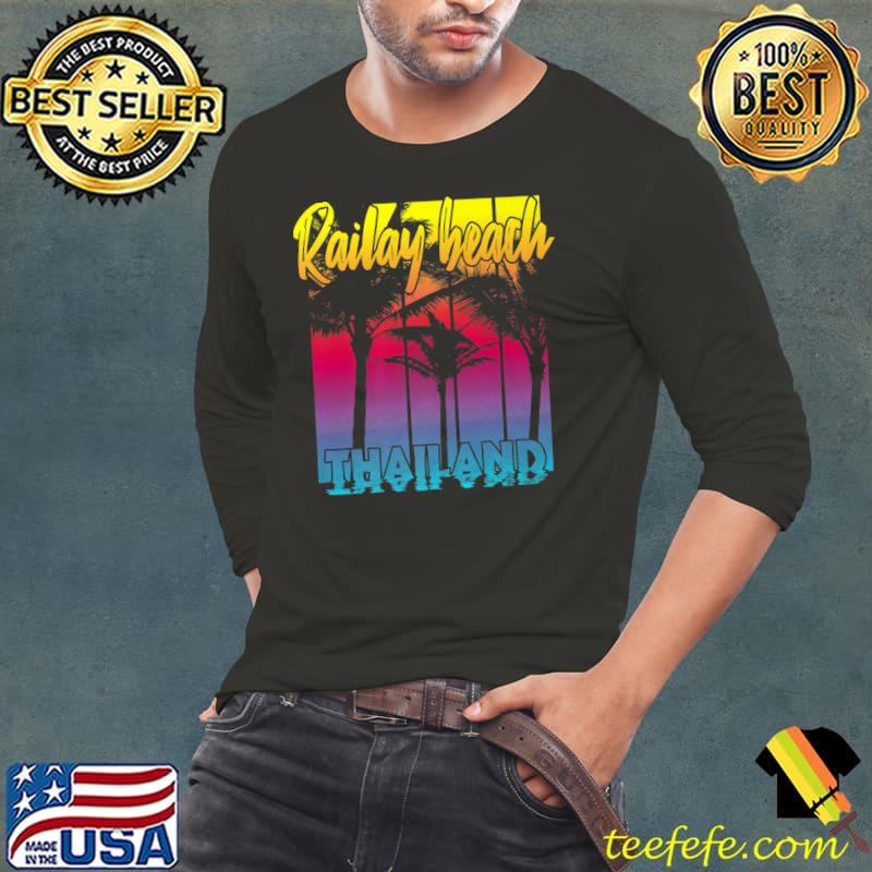 Vintage Railay Beach Thailand Palm Tree T-Shirt Long Sleeve Tee Vintage Railay Beach Thailand Palm Tree T-Shirt Long Sleeve Tee