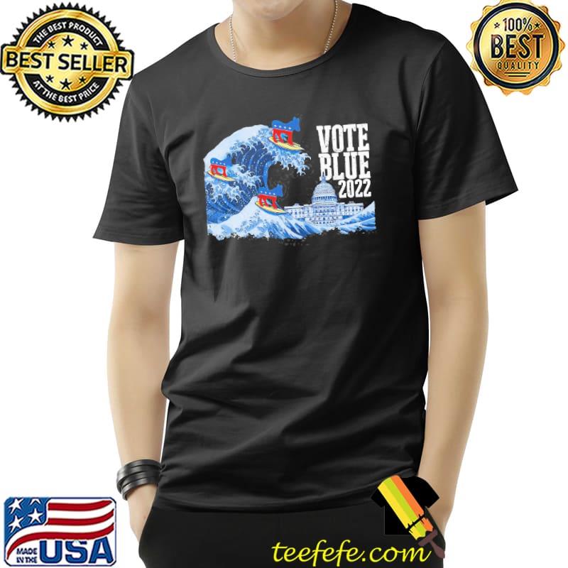 Vote blue 2022 democrat great blue wave surfing donkeys classic shirt Vote blue 2022 democrat great blue wave surfing donkeys classic shirt