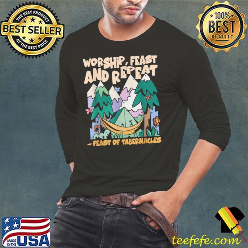 Worship Feast And Repeat Feast Of Tabernacles Sukkot Forest Retro T-Shirt Long Sleeve Tee Worship Feast And Repeat Feast Of Tabernacles Sukkot Forest Retro T-Shirt Long Sleeve Tee
