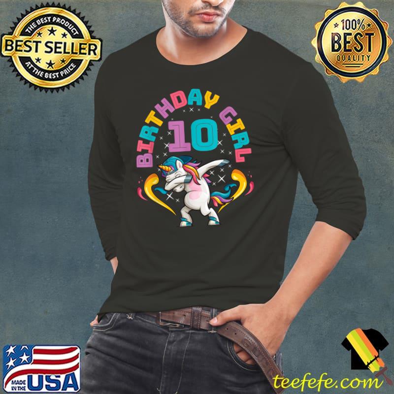 10 Years Old Birthday Girl Dabbing Unicorn T-Shirt Long Sleeve Tee 10 Years Old Birthday Girl Dabbing Unicorn T-Shirt Long Sleeve Tee