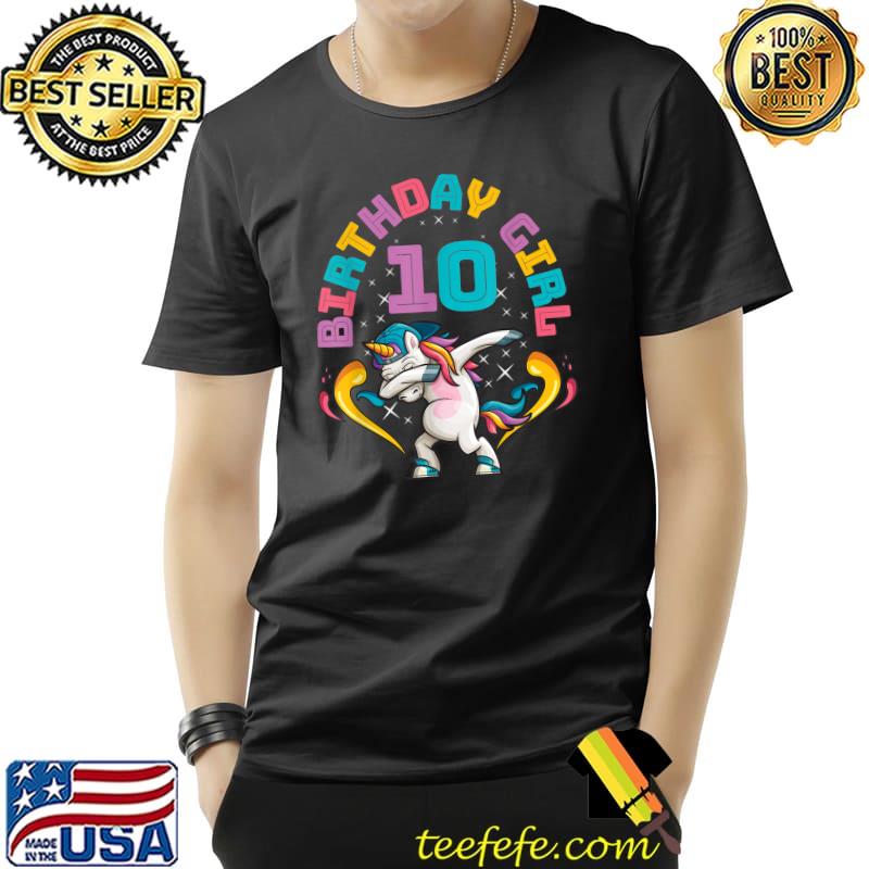 10 Years Old Birthday Girl Dabbing Unicorn T-Shirt