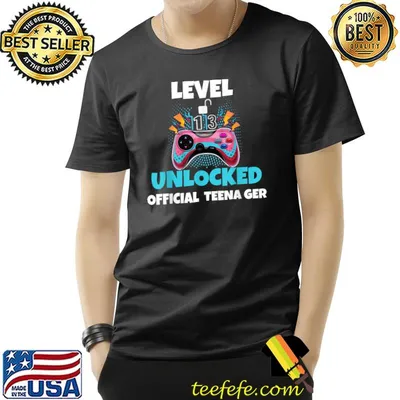 13th Birthday Sirt Level 13 Unlocked Official Teenager T-Shirt
