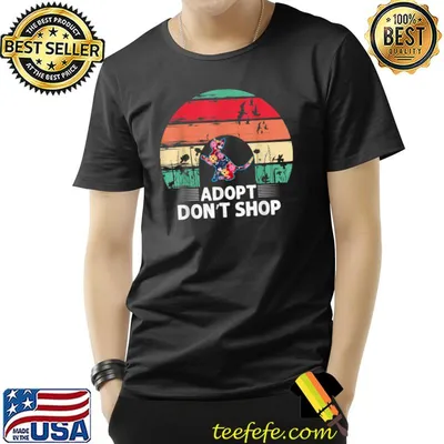 Adopt Don't Shop Cat Flowers Watercolor Vintage Sunset Pet Paw T-Shirt