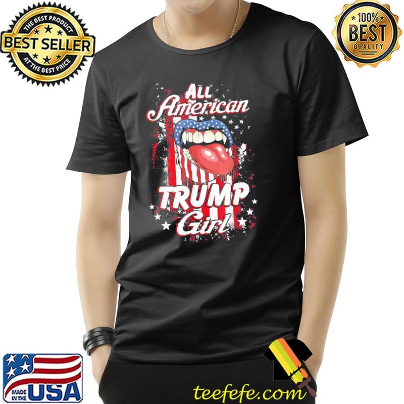All American Trump girl 2024 election campaign flag shirt