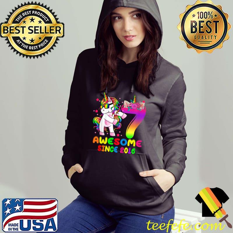 Awesome Since 2016 Dabbing Unicorn 7th Birthday 7 Year Old Flowers Tie Dye T-Shirt Hoodie Awesome Since 2016 Dabbing Unicorn 7th Birthday 7 Year Old Flowers Tie Dye T-Shirt Hoodie