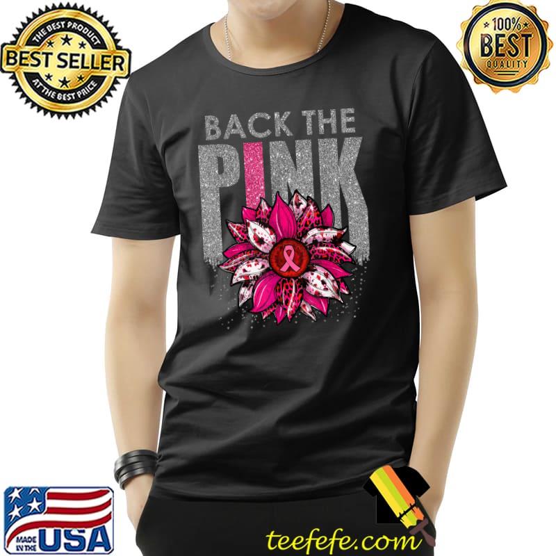 Back The Pink Ribbon Flower Leopard Breast Cancer Awareness T-Shirt