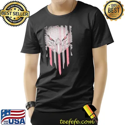 Bald eagle pink ribbon American flag breast cancer awareness shirt