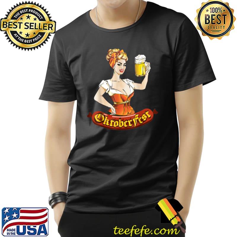 Barmaid Oktoberfest Dirndl Bratwurst German Woman Costume Beer T-Shirt