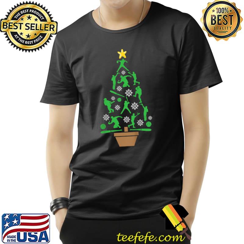 Baseball Player Christmas Tree T-Shirt