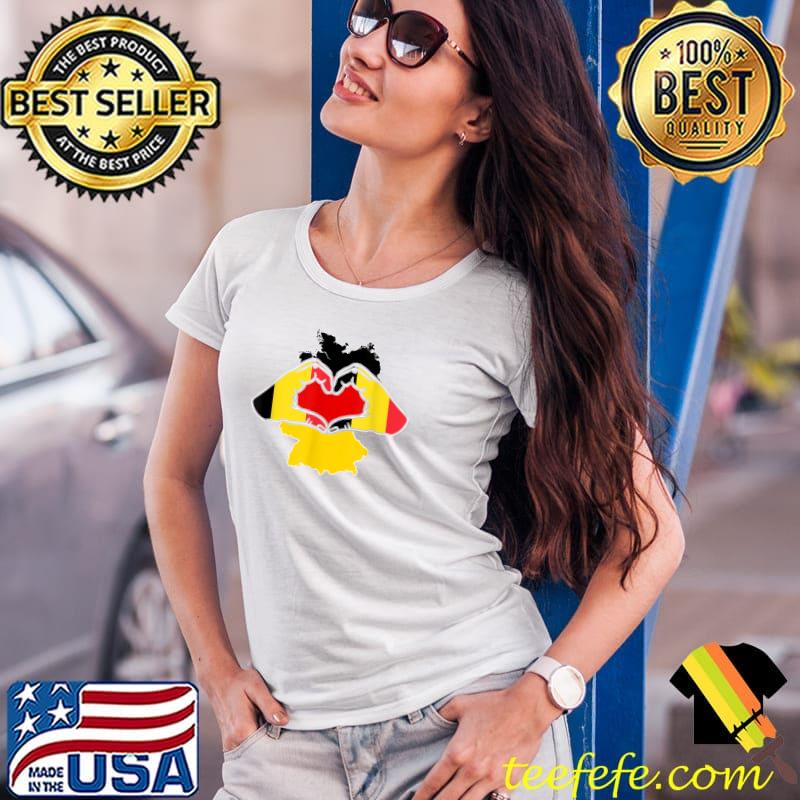 Belgium's love for the flag of germany hand heart T-Shirt Ladies Tee Belgium's love for the flag of germany hand heart T-Shirt Ladies Tee