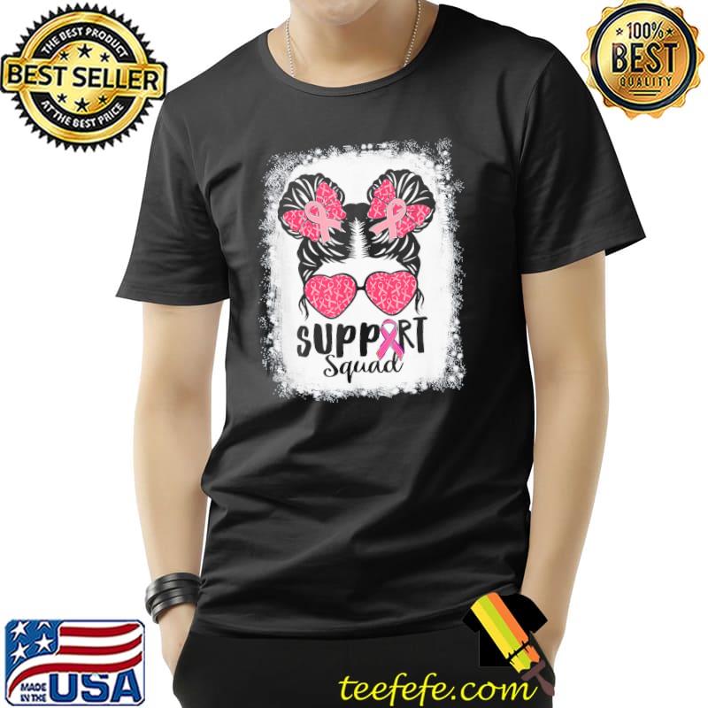 Bleached pink out Football mom messy bun pink breast cancer shirt