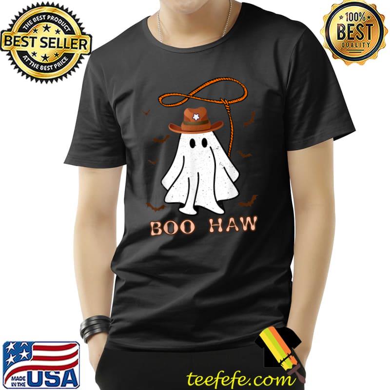 Boo Haw Ghost Bats Cowboy Cowgirl Western Halloween T-Shirt