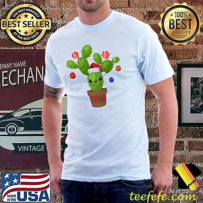 Cactus christmas tree santa xmas succulent plant lovers shirt