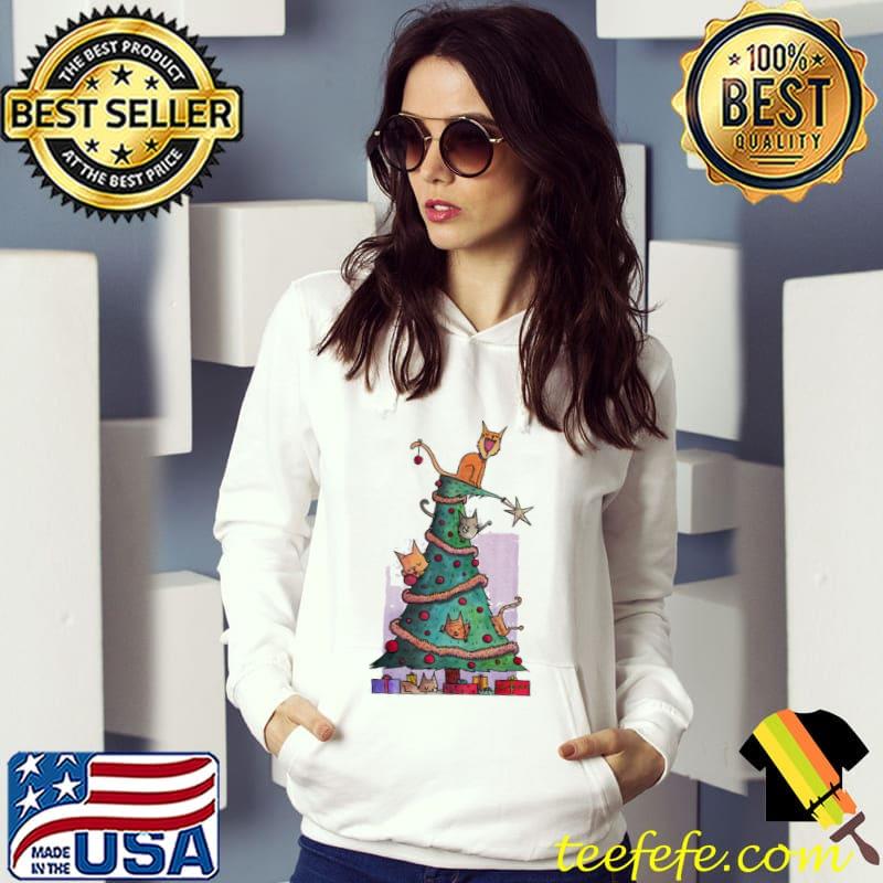 Cat sitting on top of christmas tree s Hoodie Cat sitting on top of christmas tree s Hoodie