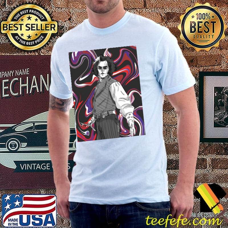 Colorful art sweeney todd pose sketch shirt