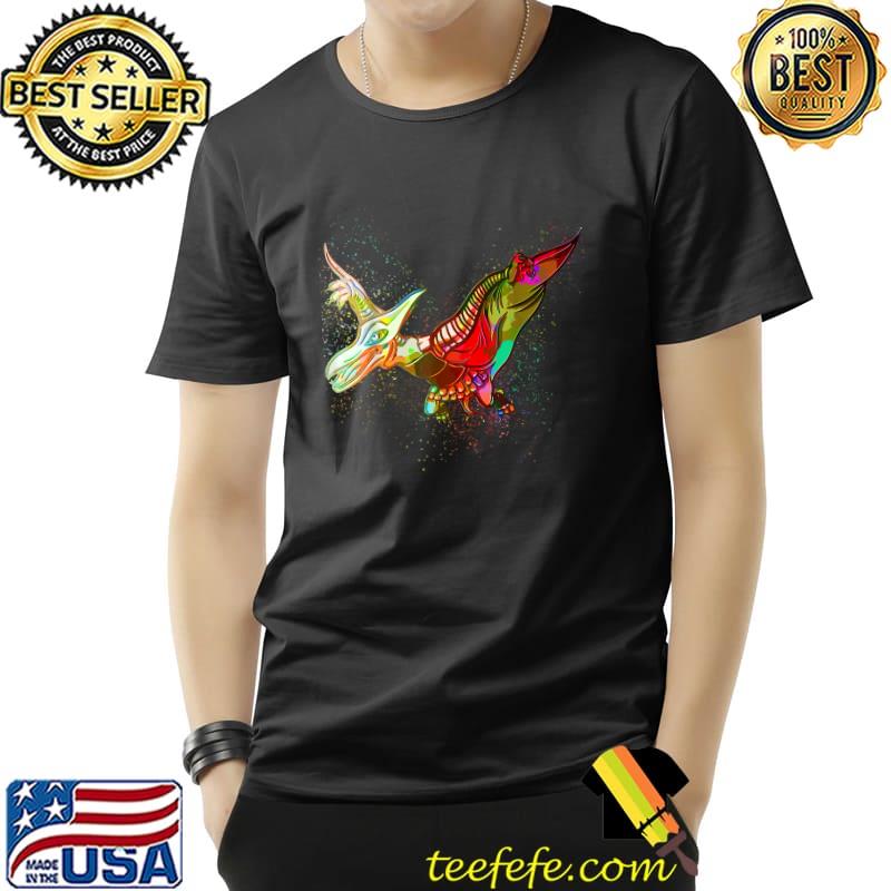 Colorful Paint Splash Pterosaur Armored Flying Dinosaur T-Shirt Colorful Paint Splash Pterosaur Armored Flying Dinosaur T-Shirt