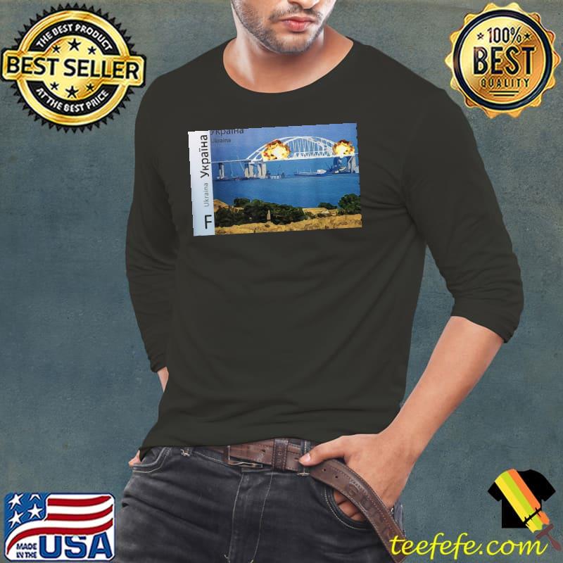 Crimea's kerch bridge stamp crimea bridge peninsula Ukraine bridge peninsula s Long Sleeve Tee Crimea's kerch bridge stamp crimea bridge peninsula Ukraine bridge peninsula s Long Sleeve Tee