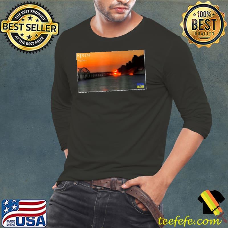 Crimea's kerch bridge stamp crimea bridge peninsula Ukraine s Long Sleeve Tee Crimea's kerch bridge stamp crimea bridge peninsula Ukraine s Long Sleeve Tee