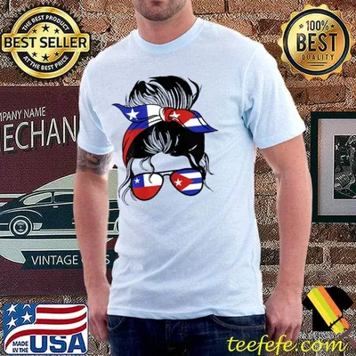 Cuba And Chile Mix Messy Bun Half Cuban And Half Chilean T-Shirt