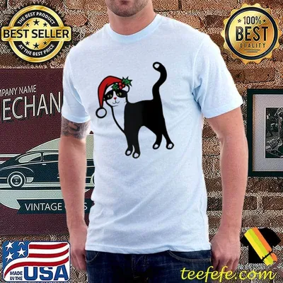 Cute xmas tuxedo black cat christmas shirt
