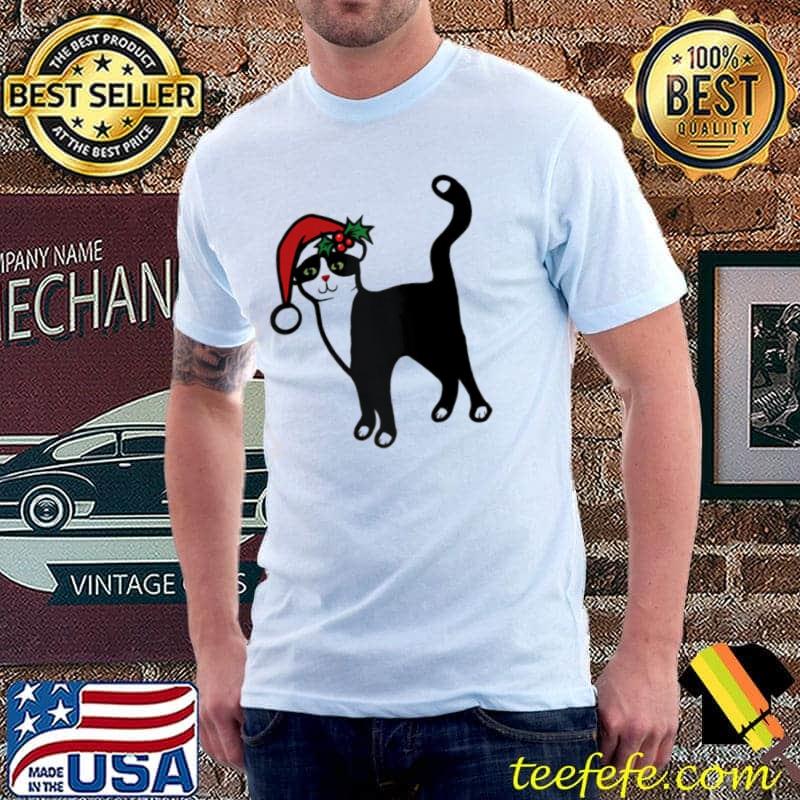 Cute xmas tuxedo black cat christmas shirt