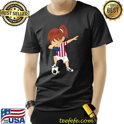 Dabbing Soccer American Flag Jersey Girls America Football T-Shirt