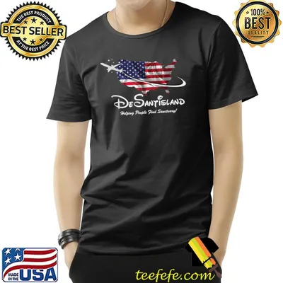 Desantisland helping people find sanctuary american flag desantis airlines T-Shirt