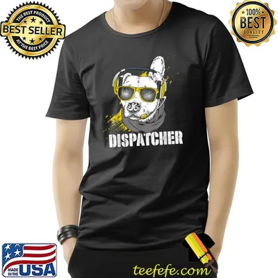 Dog Dispatcher Lover 911 Headset Operator Dispatch Headphone Watercolor T-Shirt