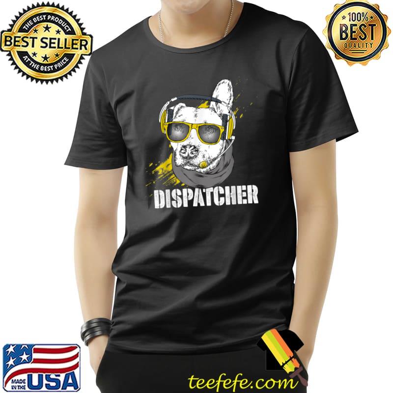 Dog Dispatcher Lover 911 Headset Operator Dispatch Headphone Watercolor T-Shirt